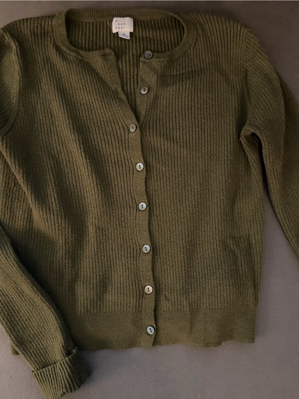 a new day Olive Green Ribbed Button-Front Cardigan